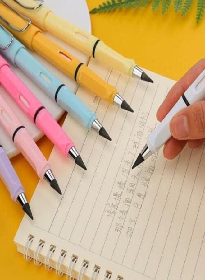 kunya 4Pcs Portable Reusable Erasable Writing Pencil, Everlasting Pencil Infinite Pencil, Infinity Pencil with Eraser, Inkless Magic Pencils Eternal Metal Writing Pencils.